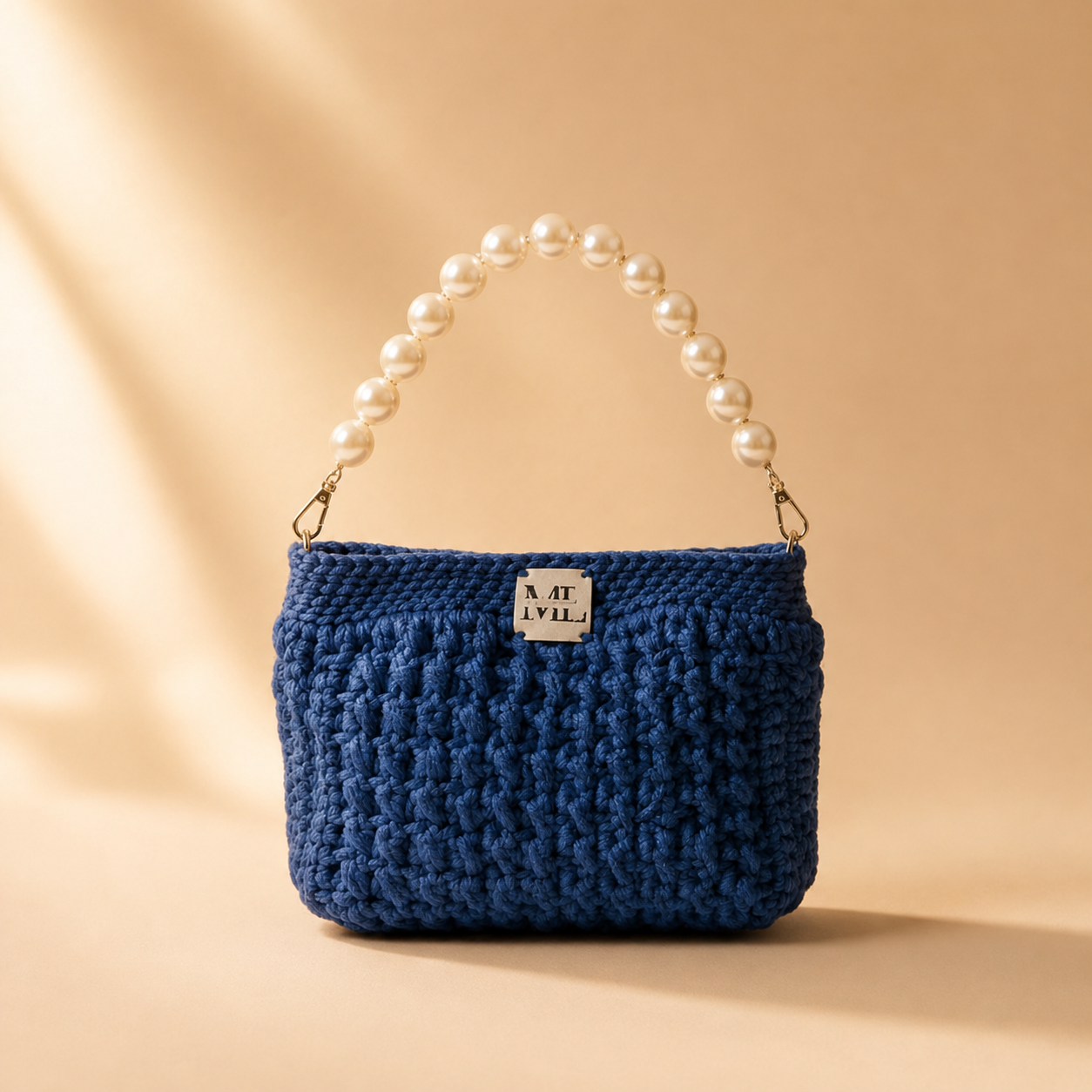 Sapphire Pearl Crochet Bag